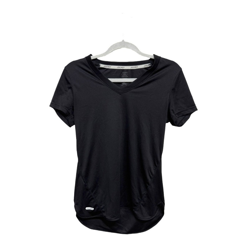 Jockey Black Athletic Short Sleeve Workout VNeck TShirt Size Medium Workout